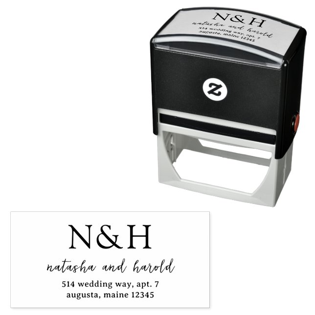 Natasha Monogram Modern Wedding Permastempel (Beispiel)