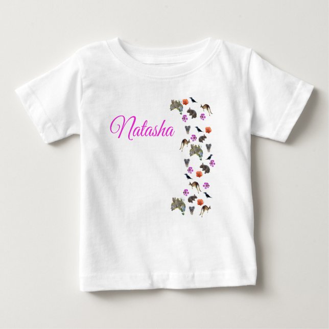 Natasha, Name mit australischer Wildtierart, Baby T-shirt (Vorderseite)