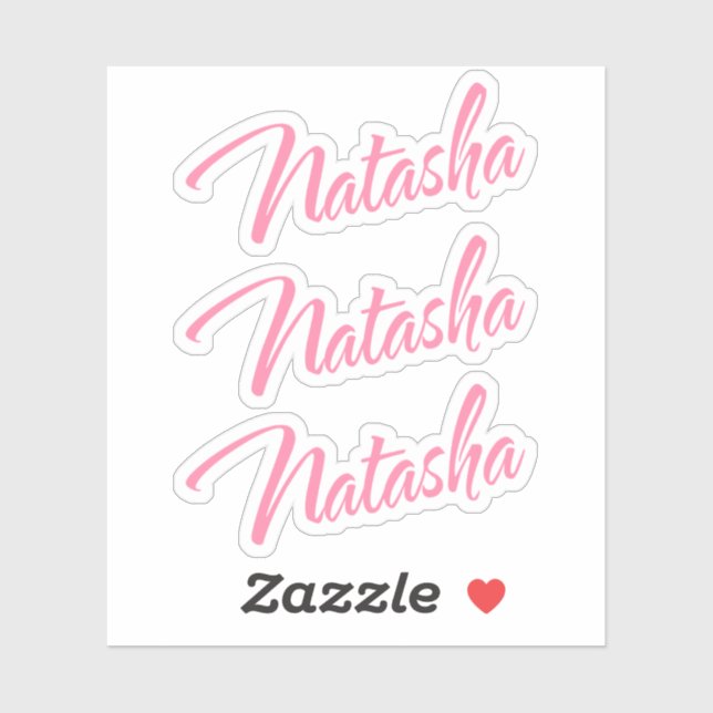 Natasha rosa kursive Schrift x3 Aufkleber (Blatt)
