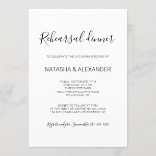Natasha Rustic Black Kalligrafie Probeessen Einladung