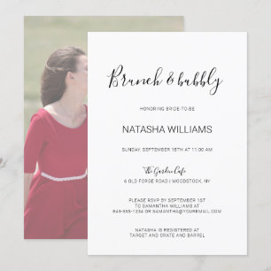 Natasha Rustic Calligraphy Foto Brunch & Bubbly Einladung