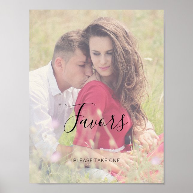 Natasha Rustic Script Favoriten Foto Wedding Sign Poster (Vorne)