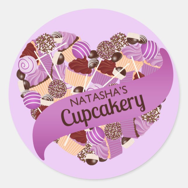 Natasha's Cupcakery Lila Stickers (Vorderseite)