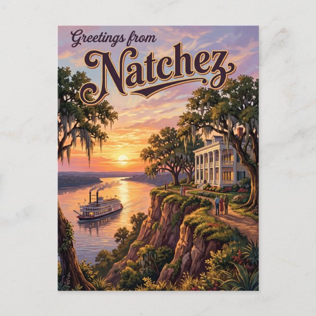 Natchez Mississippi Postkarte (Vorderseite)