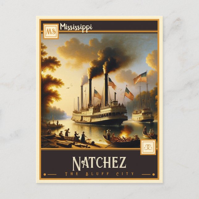 Natchez, Mississippi | VINTAG Postkarte (Vorderseite)