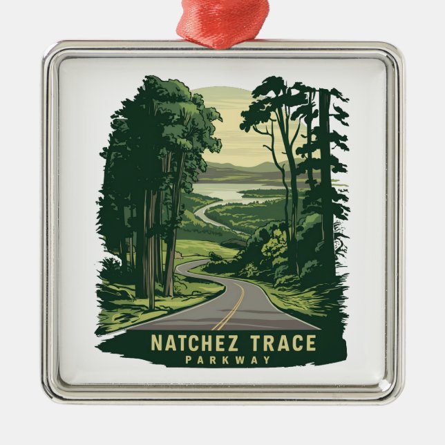 Natchez Trace Parkway Mississippi Forest Ornament Aus Metall (Vorne)