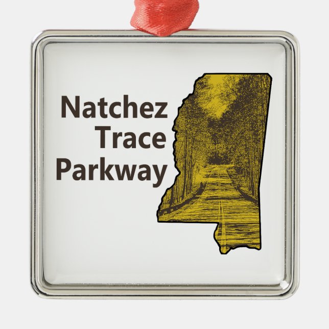 Natchez Trace Parkway Mississippi Karte Ornament Aus Metall (Vorne)