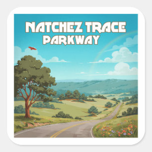 Natchez Trace Parkway Mississippi Regenbogen Quadratischer Aufkleber