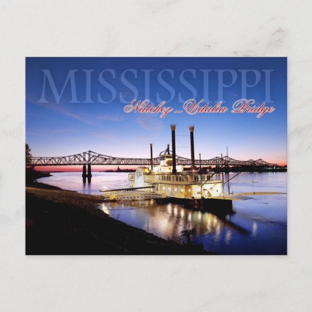 Natchez-Vidalia Brücke und Riverboat Casino Postkarte (Vorderseite)
