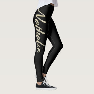 Nathalie white gold Handwriting Hose Leggings