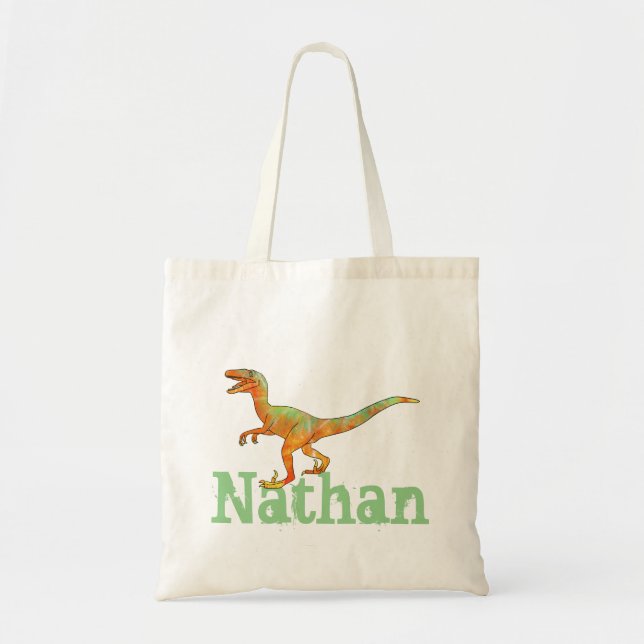 Nathan Funny Beängstigend Velociraptor Dinosaur Ar Tragetasche (Vorne)