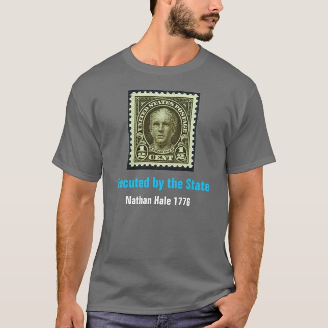 Nathan Hale, durchgeführt durch den Staats-Grau-T T-Shirt (Vorderseite)