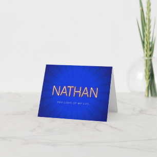 Nathan Name in leuchtenden Neonleuchten Karte