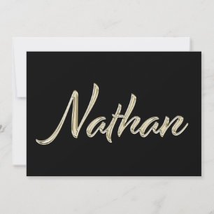 Nathan Name white gold Handwriting Karte