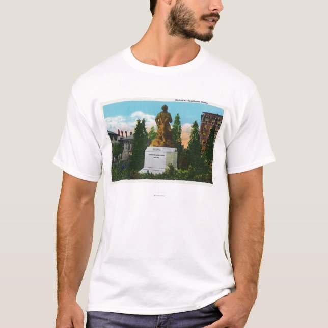 Nathaniel Hawthorne Statue-Ansicht T-Shirt (Vorderseite)