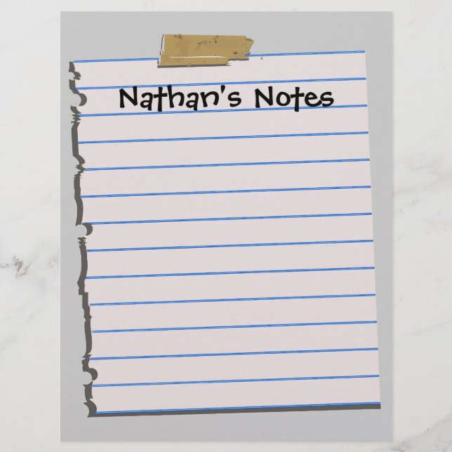 Nathan's Notes Fun Letterhead Stationery (Vorderseite)