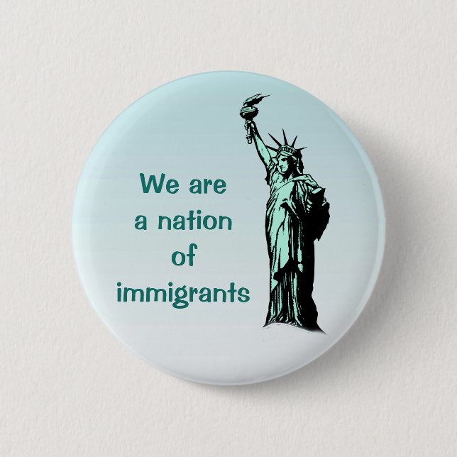 Nation des Immigrant-Blau-Knopfes Button (Vorderseite)