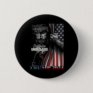 Nation under God Trump 2024 God American Flag 1 Button