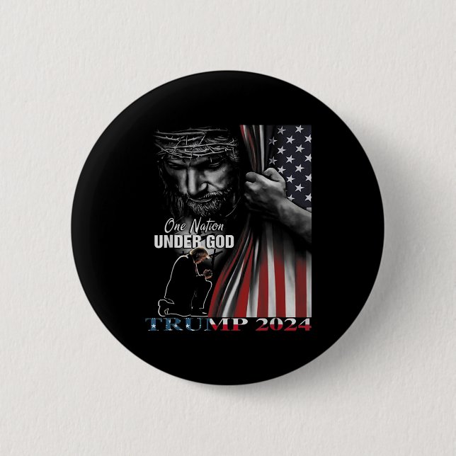 Nation under God Trump 2024 God American Flag 1 Button (Vorderseite)