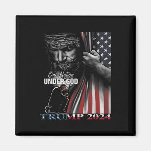 Nation under God Trump 2024 God American Flag 1 Magnet