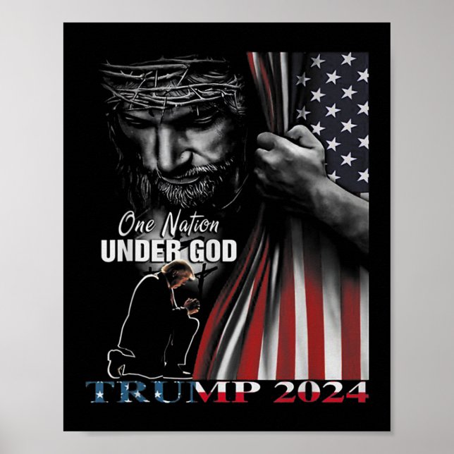 Nation under God Trump 2024 God American Flag 1 Poster (Vorne)
