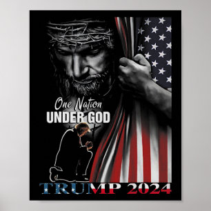 Nation under God Trump 2024 God American Flag 1 Poster