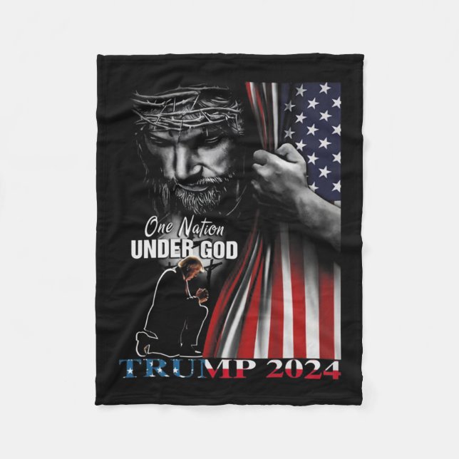 Nation under God Trump 2024 God American Flag Fleecedecke (Vorderseite)