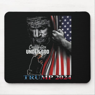 Nation under God Trump 2024 God American Flag Mousepad