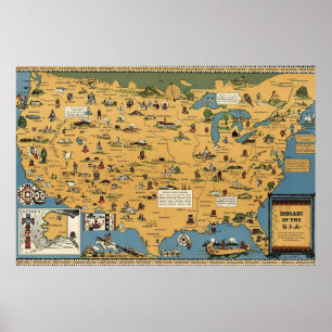 National American Stamme Nation Map Poster