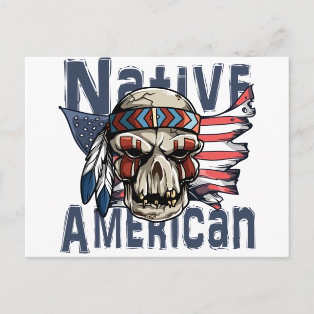 National Amerikanische Ureinwohner Warrior Skull U Postkarte (Vorderseite)