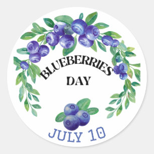National Blueberries Day July Runder Aufkleber