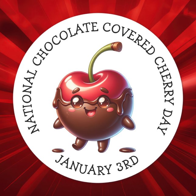 National Chocolate Covered Cherry 3. Januar Runder Aufkleber (Von Creator hochgeladen)
