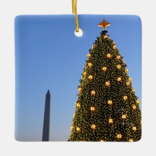 National Christmas Tree und Washington Monument Keramikornament (Vorderseite)