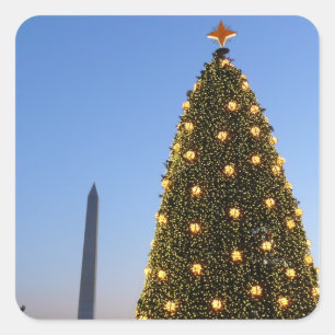 National Christmas Tree und Washington Monument Quadratischer Aufkleber
