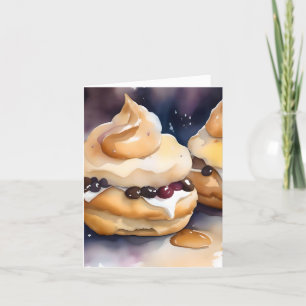 National Creme Puff Day B - 2. Januar - Wasserfarb Feiertagskarte