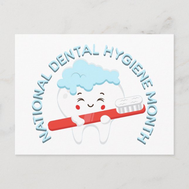 National Dental Hygiene Month Happy Tooth Postkarte (Vorderseite)
