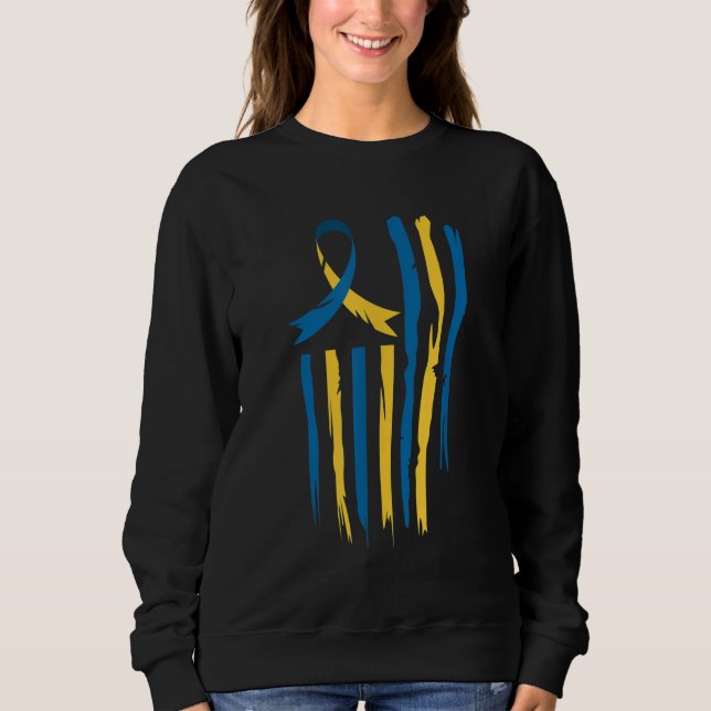 National Down Syndrome Awareness Month American Fl Sweatshirt (Vorderseite)
