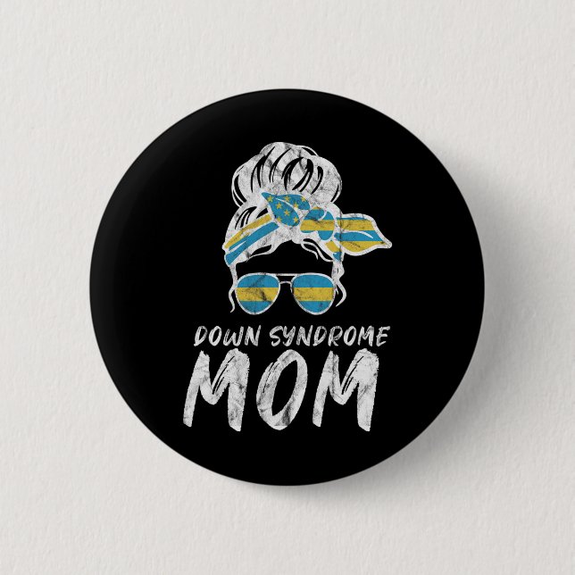 National Down Syndrome Awareness Month Messy Bun Button (Vorderseite)