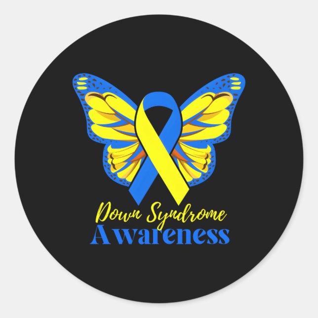 National Down Syndrome Day Awareness Butterfly Mam Runder Aufkleber (Vorderseite)