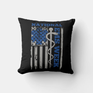 National EMS Week USA Flag Emergency Medical Servi Kissen