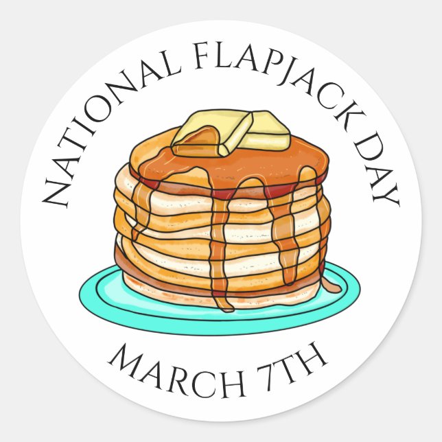 National Flapjack Day März 7. Runder Aufkleber (Vorderseite)
