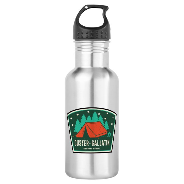 National Forest Camping Custer Gallatin Edelstahlflasche (Vorderseite)
