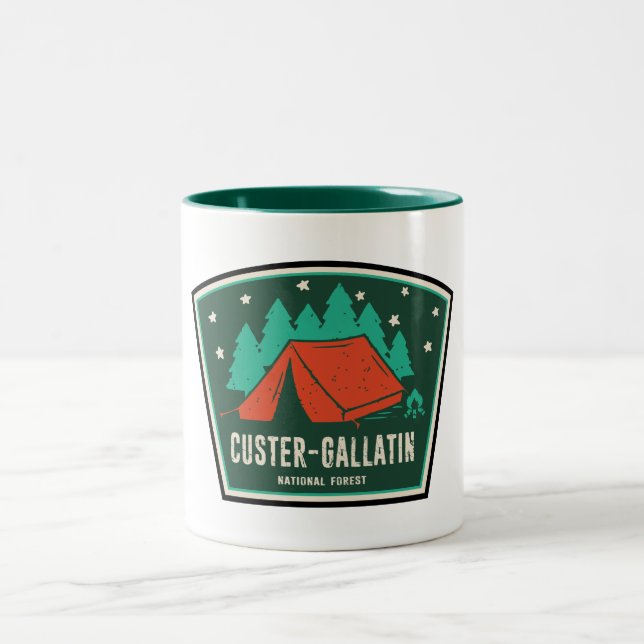National Forest Camping Custer Gallatin Zweifarbige Tasse (Mittel)