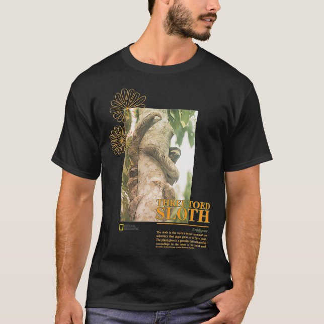 National Geographic Three Toed Sloth Magazine Cove T-Shirt (Vorderseite)