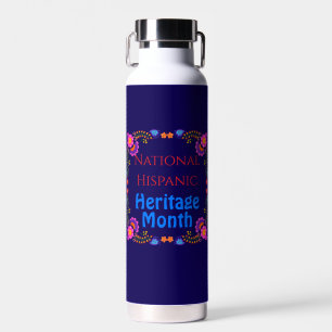 National Hispanic Heritage Farbige Blumen Trinkflasche