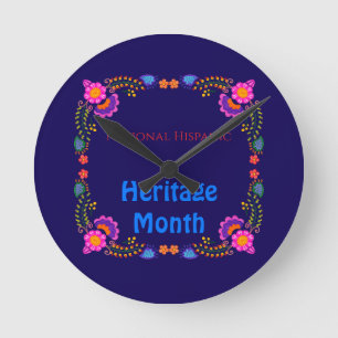 National Hispanic Heritage Geburtstag Bunte Blumen Runde Wanduhr