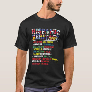 National Hispanic Heritage Monat Alle Länder Latei T-Shirt