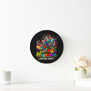 National Hispanic Heritage Month Alle Länder Runde Wanduhr