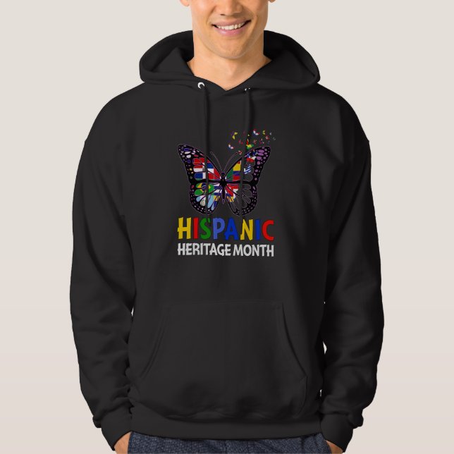 National Hispanic Heritage Month Butterfly Latin F Hoodie (Vorderseite)
