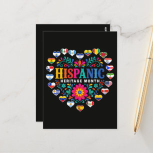 National Hispanic Heritage Month Herz-Flaggen Postkarte